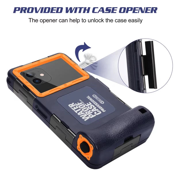 UrbanX Professional [15m/50ft] Swimming Diving Surfing Snorkeling Photo Video Waterproof Protective Case Underwater Housing for Cat S62 And all Phones Up to 6.9 Inch LCD with Lanyard