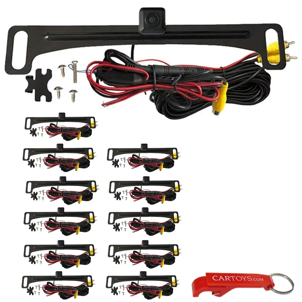 Wide Angle License-Plate Mounted Universal Rearview Cameras, Legal in All States, Parking Line Display Option. Voxx ACAM4 Car Backup Camera 12-Pack Savings Bundle for Mobile Electronics Professionals