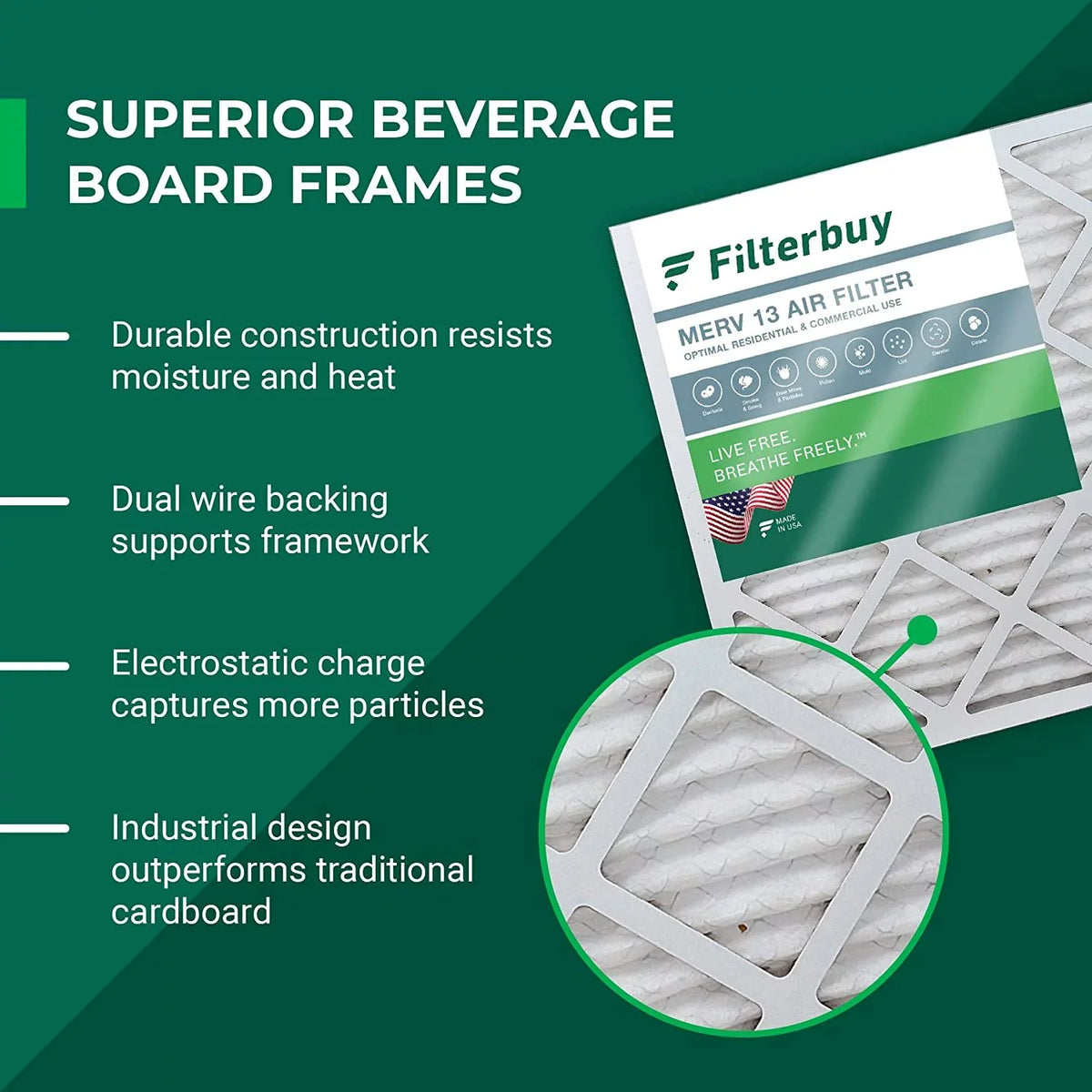 Filterbuy 20x25.25x3.5 MERV 13 Pleated HVAC AC Furnace Air Filters for Aprilaire Space-Gard 102/2120 (1-Pack)