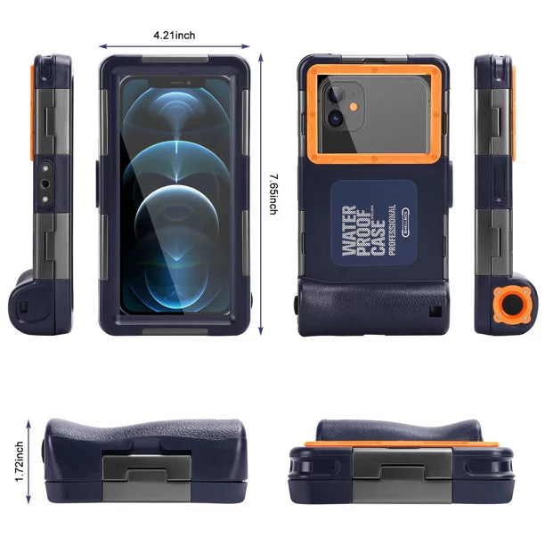 UrbanX Professional [15m/50ft] Swimming Diving Surfing Snorkeling Photo Video Waterproof Protective Case Underwater Housing for Cat S62 And all Phones Up to 6.9 Inch LCD with Lanyard