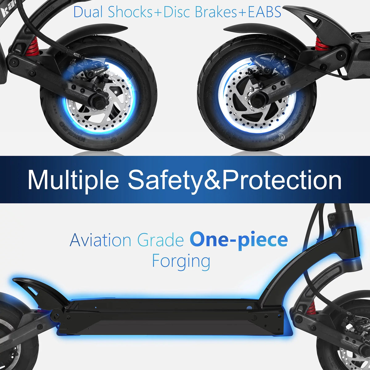 Kaabo Electric Scooter for Adults Mantis 10,High Performance Comfort Scooter with 25 Miles Range,Max Speed 19 MPH, Max Gear motor 500W,10 inch Wheels Black