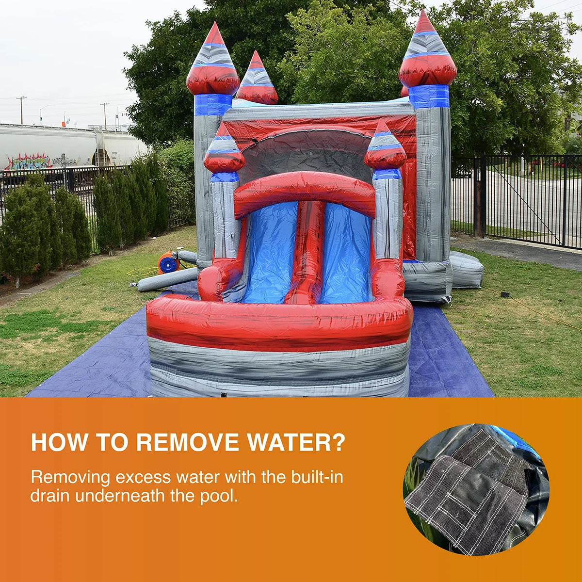 JumpOrange Commercial Grade Bounce House moisture Slide with Pool for Kids and Adults (with Blower), Castle Titanium