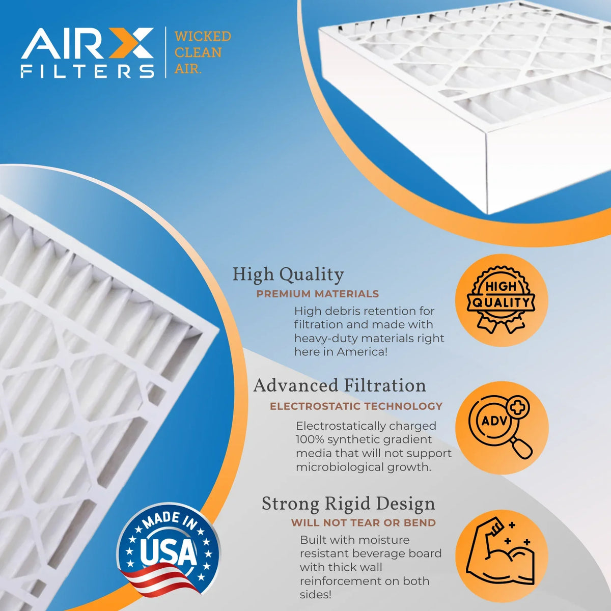 16x25x5 Air Filter MERV 11 Comparable to MPR 1000, MPR 1200 & FPR 7 appropriate with Lennox X0583 Air Filter 2 Pack by AIRX FILTERS WICKED CLEAN AIR.
