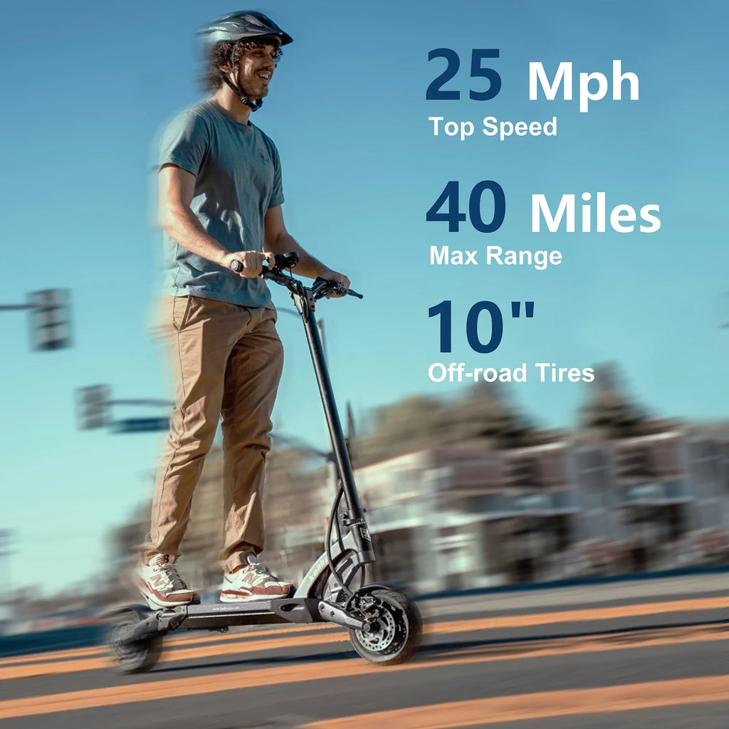 Kaabo Electric Scooter for Adults Mantis 10,High Performance Comfort Scooter with 25 Miles Range,Max Speed 19 MPH, Max Gear motor 500W,10 inch Wheels Black