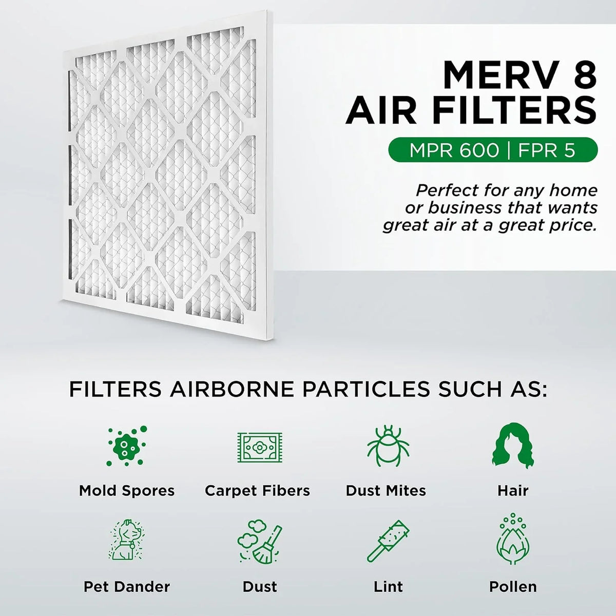 Ext Size: 17-3/4 X 17-3/4 X 3/4. Case Of 12. 18X18x1 MERV 8 Pleated HV Furne Air Filters