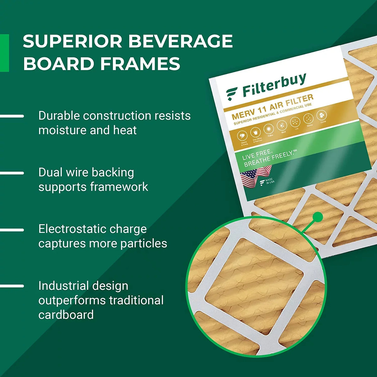 Filterbuy 20x24x1 MERV 11 Pleated HVAC AC Furnace Air Filters (4-Pack)