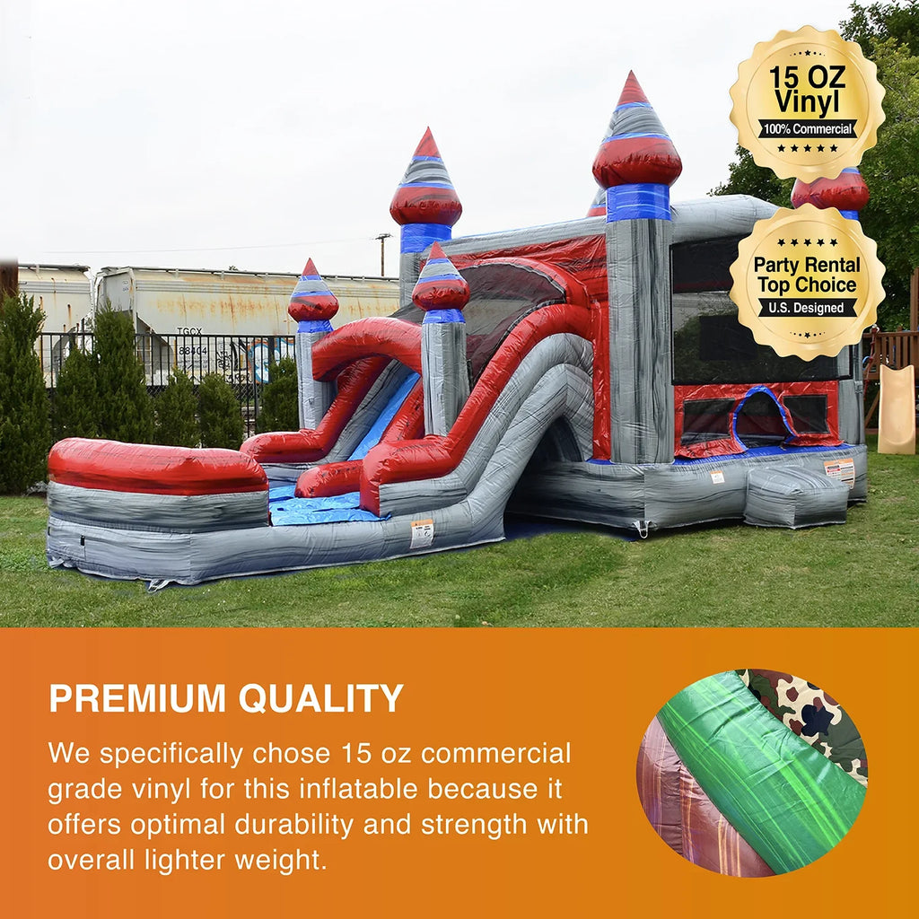 JumpOrange Commercial Grade Bounce House moisture Slide with Pool for Kids and Adults (with Blower), Castle Titanium