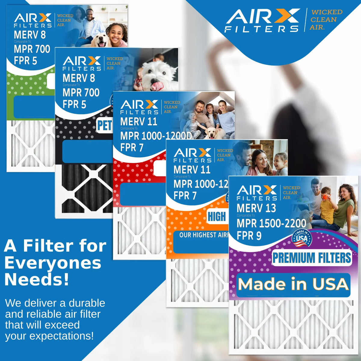 16x25x5 Air Filter MERV 11 Comparable to MPR 1000, MPR 1200 & FPR 7 appropriate with Lennox X0583 Air Filter 2 Pack by AIRX FILTERS WICKED CLEAN AIR.