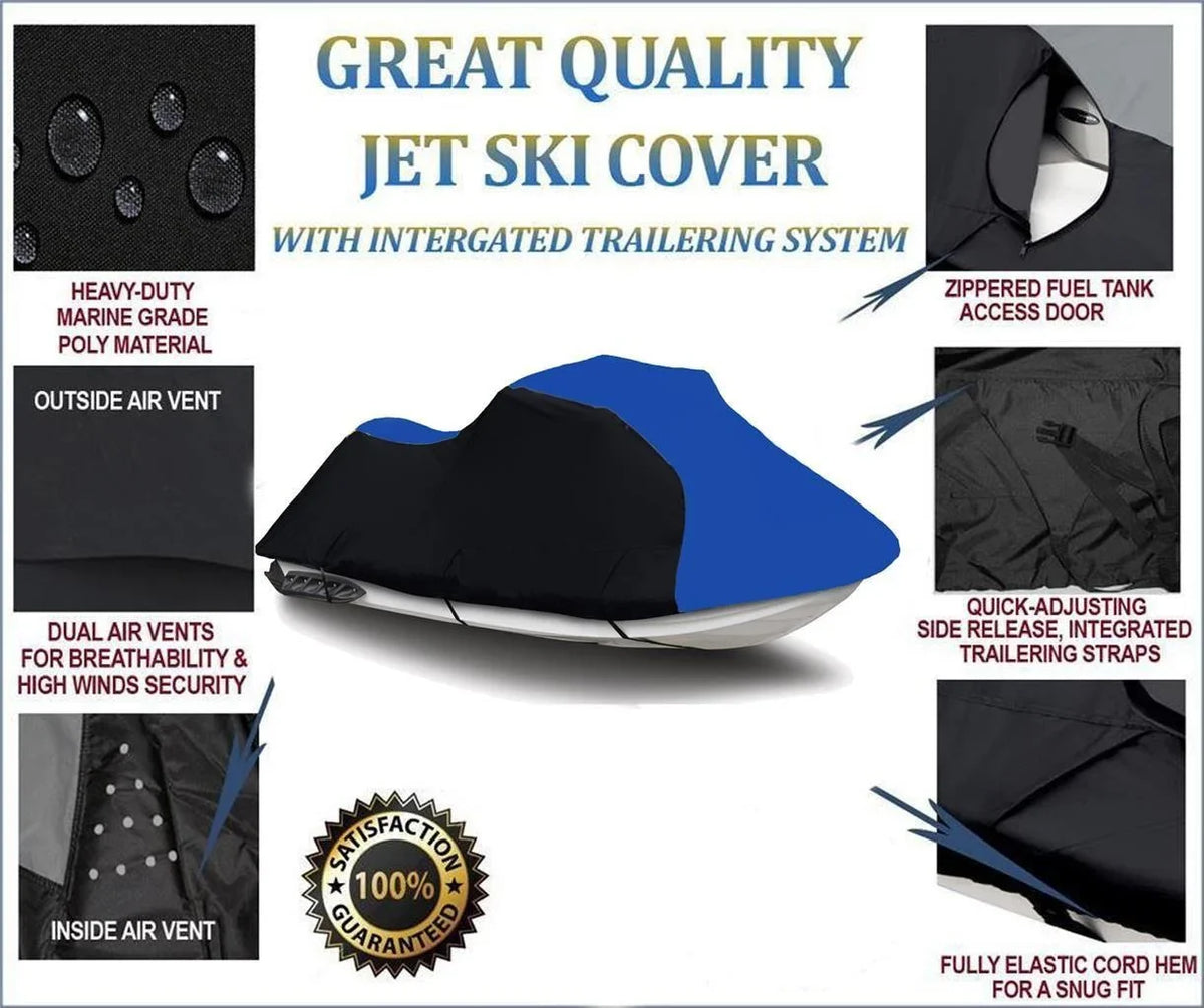 BLACK / BLUE HEAVY-DUTY shield matching for Sea Doo Sea-Doo Gti 2001 2002 2003 2004 2005 / GTS 2001 2002 2003 Jet Ski Watercraft protector