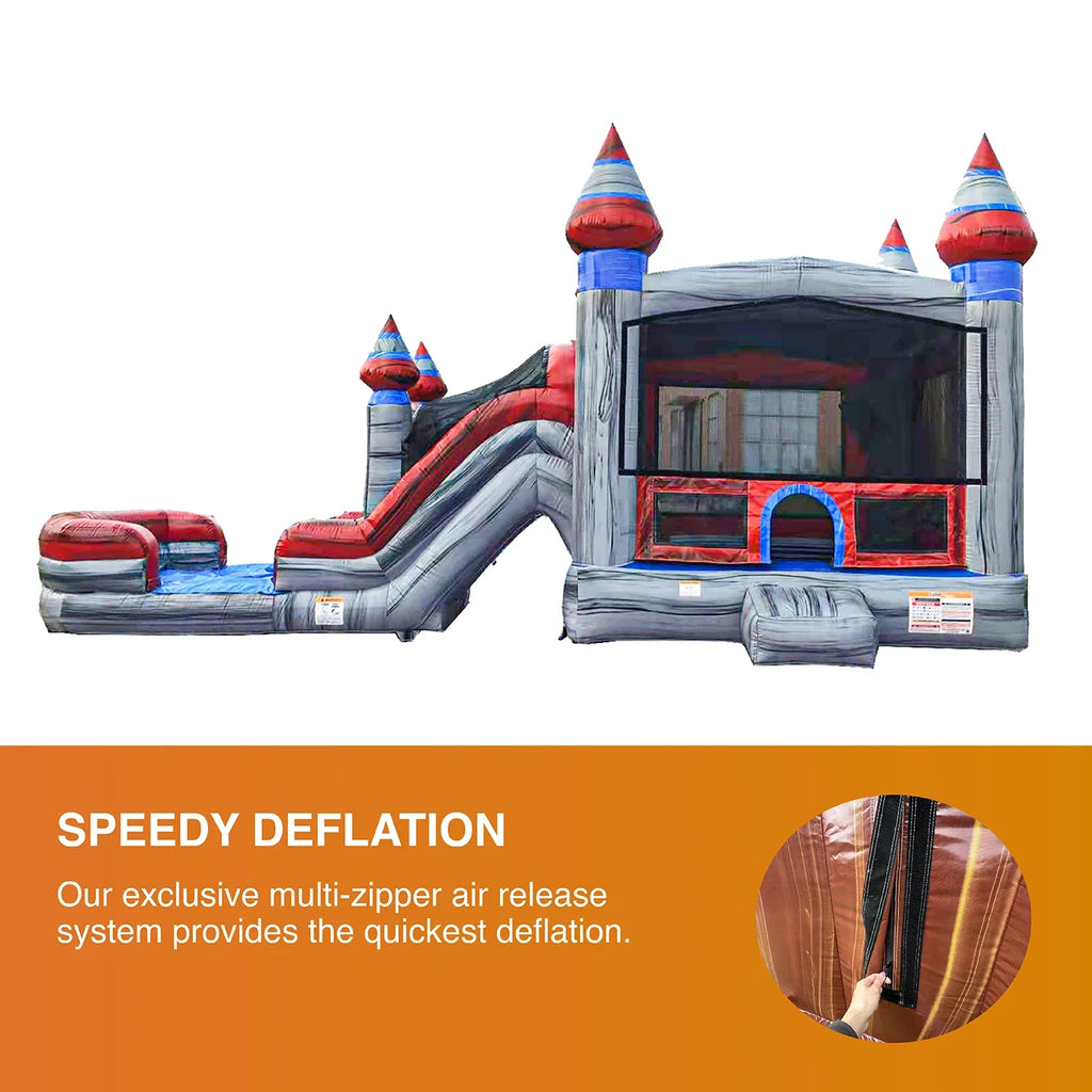 JumpOrange Commercial Grade Bounce House moisture Slide with Pool for Kids and Adults (with Blower), Castle Titanium
