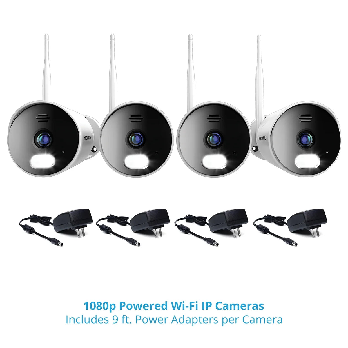 Night Owl 10 Channel 4K Wi-Fi NVR with 1TB Hard Drive and 4 Wi-Fi IP 1080p HD Spotlight Cameras